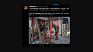 Перевірка факту: Це фото НЕ демонструє, як українські військові крадуть пральну машину